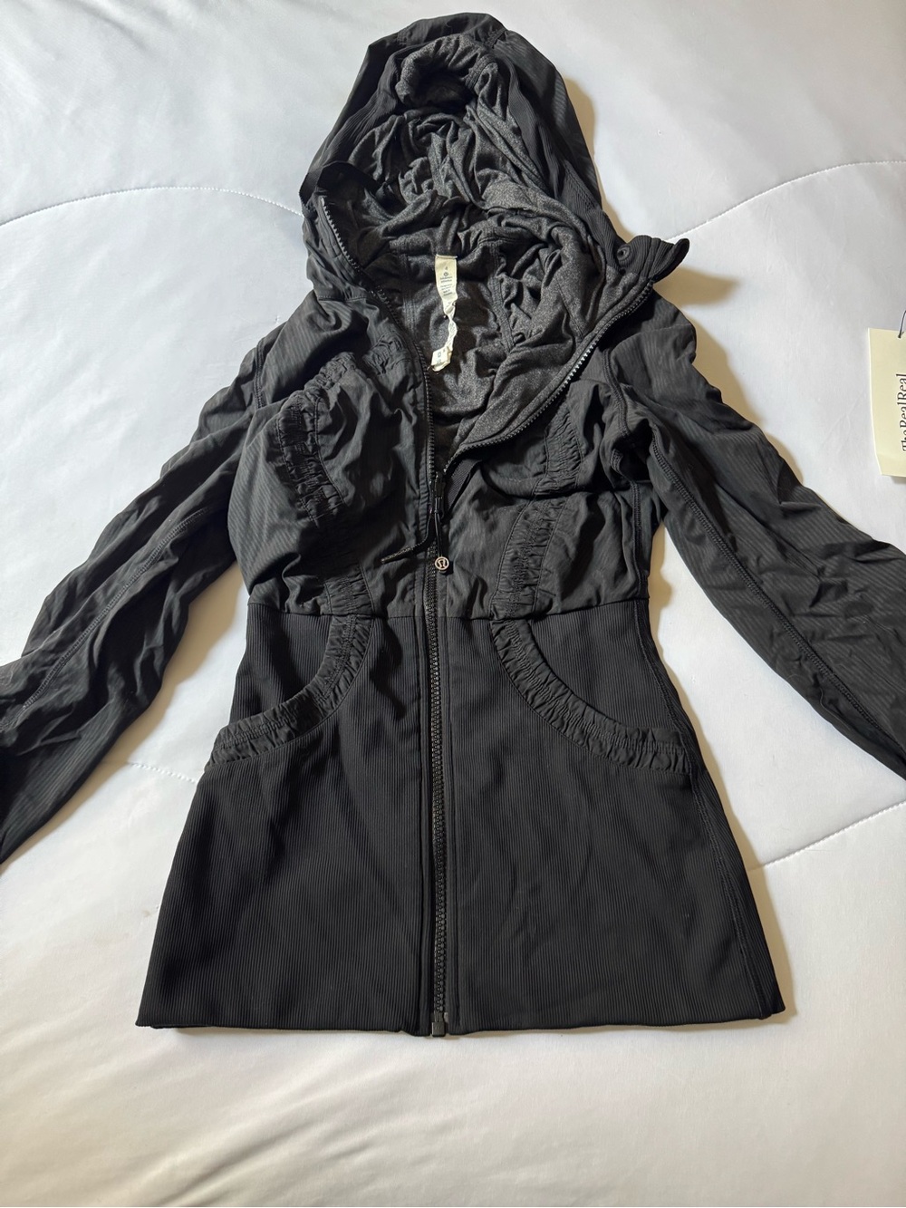 lululemon athletica Black Hooded Utility Jacket with Ruched Details